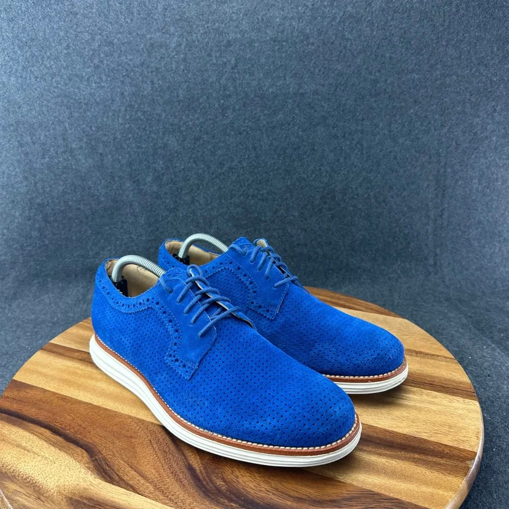 Cole Haan Mens Sz 10 Vibrant Blue Suede Zerogrand Oxford Sneakers Comfort C14284